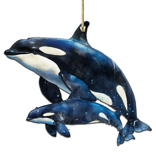 Alaskan Orcas Wooden Ornaments by G.Debrekht - Wildlife Holiday Decor - 8710102-1