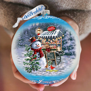 Hot Cocoa Magic - Frosty Fun Lg Glass Ornament by D. Gelsinger - Christmas Santa Snowman Decor - 73935-DG