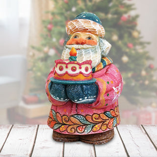 Birthday Cake Santa Handcrafted Christmas Figurine G. DeBrekht reserve - Christmas Santa Snowman Decor - 517633