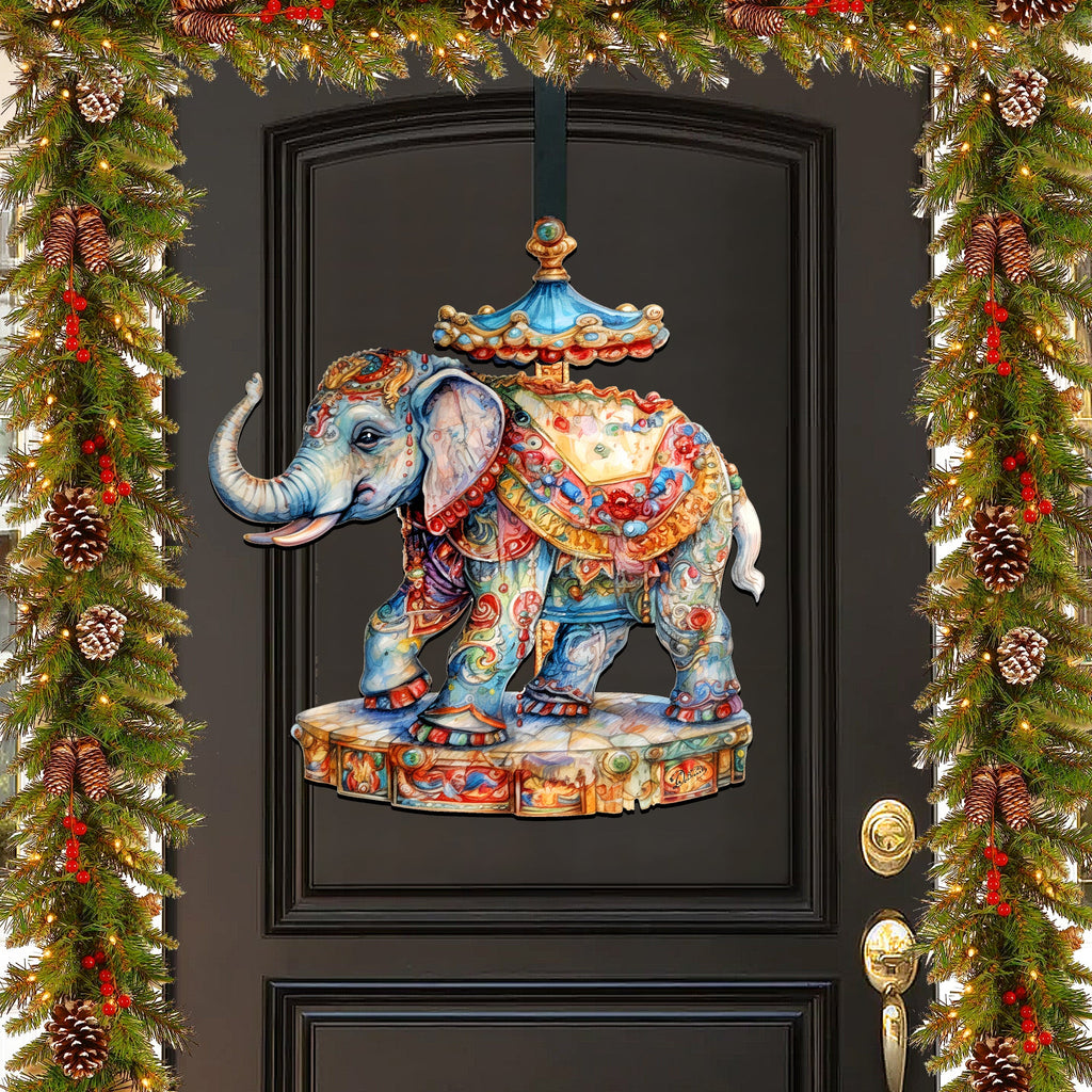 Carousel Elefant Holiday Door Decor by G. Debrekht - Christmas Decor - 8611029H