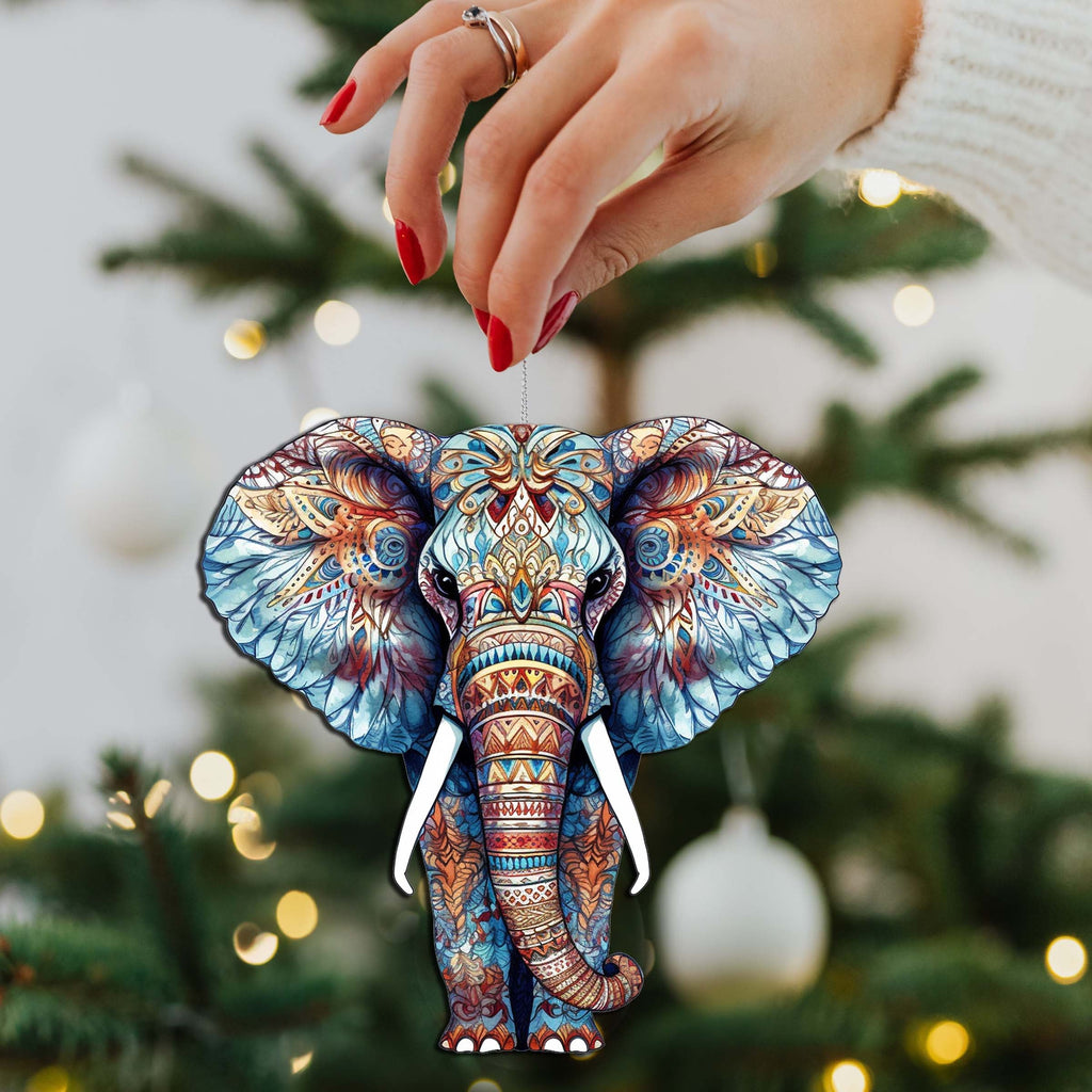 Elephants Decorative Eco Wood Ornaments Set of 3 by G. Debrekht - Wildlife Decor - 8091036-S3