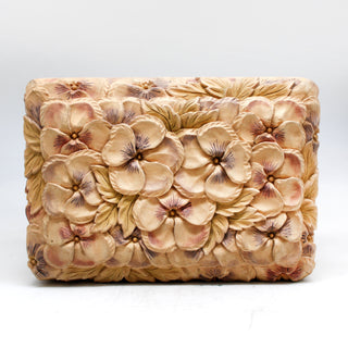 One-of-a-Kind Pansies WOODCARVED Jewelry BOX 8x5.5x3.5