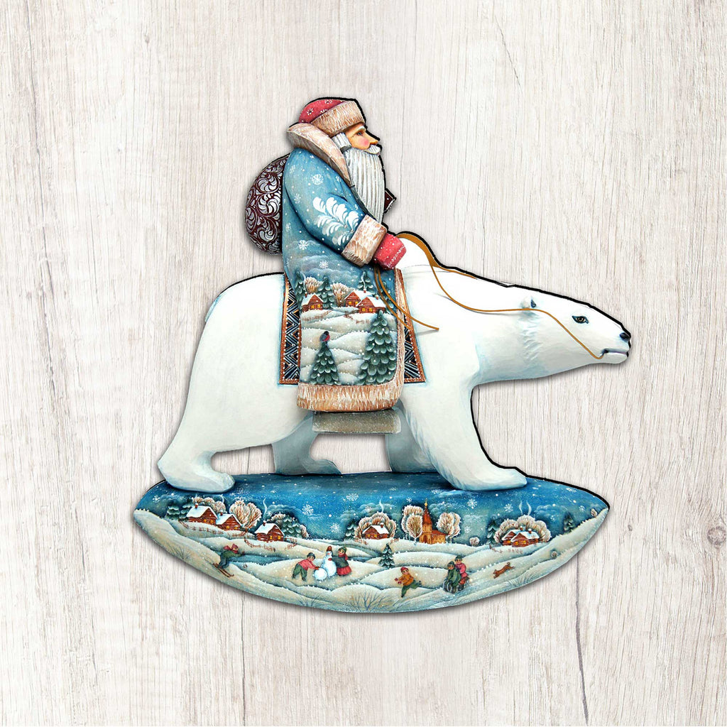 Santa On Polar Bear Christmas Door Decor by G. DeBrekht - Christmas Santa Snowman Decor - 8116382H