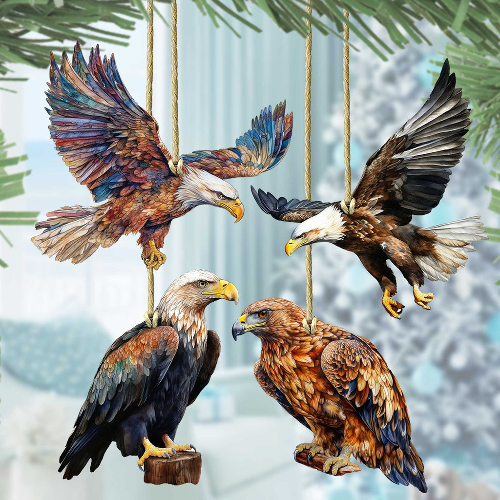 Alaskan Eagles Eco Wood Ornaments Set of 3 by G. Debrekht - Wildlife Holiday Decor - 8091321S4