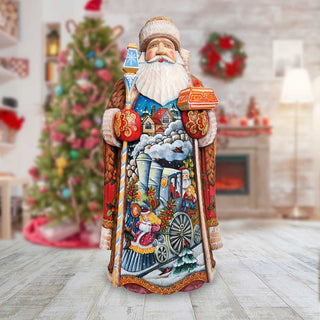 Train Ride Santa Hand-Painted WOODCARVED Masterpiece by G. DeBrekht - Christmas Decor - 215632