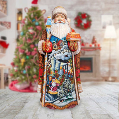 Train Ride Santa Hand-Painted WOODCARVED Masterpiece by G. DeBrekht - Christmas Decor - 215632