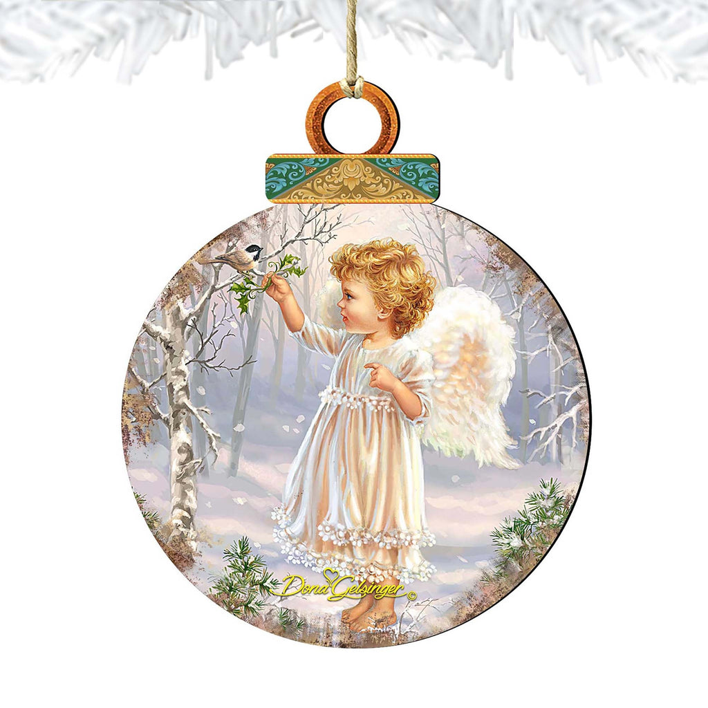 Woodland Angel Bird Wooden Ornaments by Gelsinger - Nativity Holiday Decor - 8021117-1427