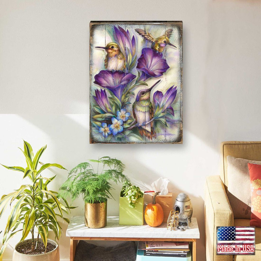 Everlasting Friendship Hummingbirds Wooden Wall Art by J. Bergsma - Nature Wildlife Decor - 8592936BP-JB