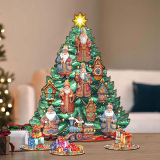 Santa Christmas Arrival Christmas Tree Eco Wood Set by G.DeBrekht Christmas Decor - 8091517