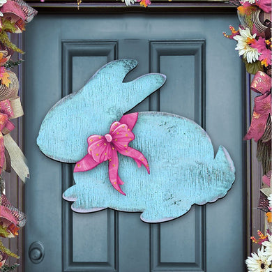 Blue Bunny Rabbit Easter Door Decor by G. DeBrekht - Easter Spring Decor - 987212H