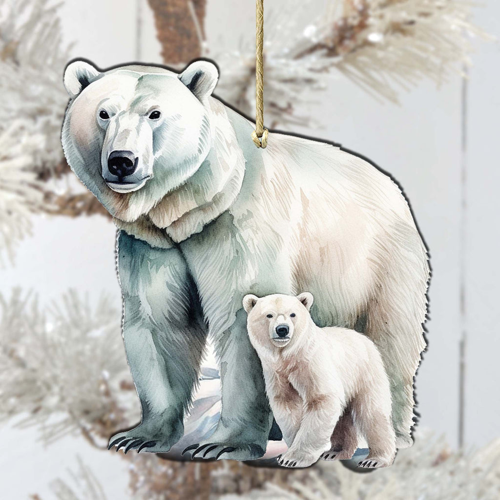 Polar Bear with Cub Wooden Ornaments by G.Debrekht - Wildlife Holiday Decor - 8710105-3