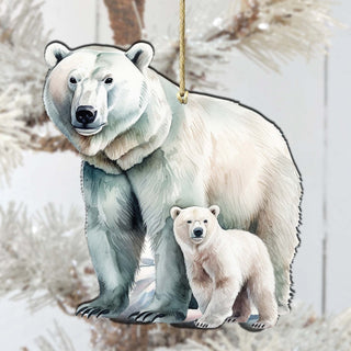 Polar Bear with Cub Wooden Ornaments by G.Debrekht - Wildlife Holiday Decor - 8710105-3