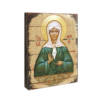 Matrona Wooden Gold Plated Religious Christian Sacred Icon - Inspirational Icon Decor - 85048
