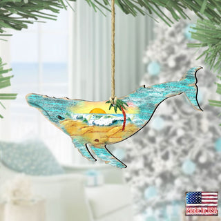 Rustic Humpback Whale Wooden Ornaments by G. DeBrekht - Coastal Holiday Decor - 8198516-2