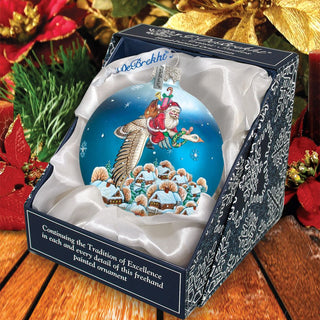 Santa on Goose Ball Glass Ornament by G. DeBrekht - Christmas Santa Snowman Decor - 73312