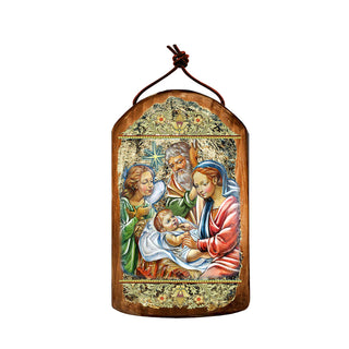 Nativity with Angel Religious Christian Sacred Icon Ornament - Inspirational Icon Decor - 87049