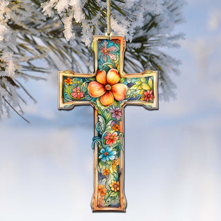 Blossom Cross Wooden Ornaments by G. DeBrekht Easter Spring Decor - 8688165