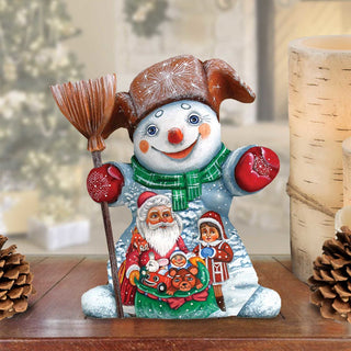 Present for You Santa Hand-Painted WOODCARVED Masterpiece by G. DeBrekht - Christmas Santa Snowman Decor - 821582 *** PRE-ORDER - Handmade Just for You! ***