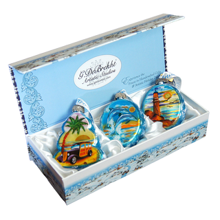 Coastal Mercury Glass Ornaments Set of 3 by G. DeBrekht - Coastal Holiday Decor - 770104S3