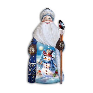 Happy Snowman Santa Hand-Painted WOODCARVED Masterpiece Figurine by G. DeBrekht - Christmas Decor - 8215952