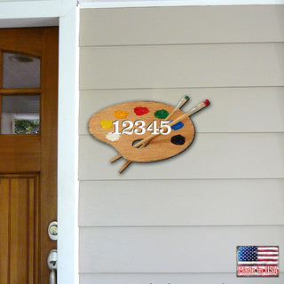 Paint Pallet Wooden Personalized House Number Sign by G. Debrekht - Love Family Kids Decor - Handcrafted Wooden Handcrafted Wooden Address Sign - MA98447