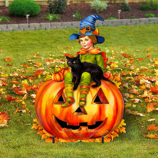 Boy on Pumpkin Freestanding Decor - Halloween Yard Decor by G. Debrekht - Halloween Decor- 8652795F