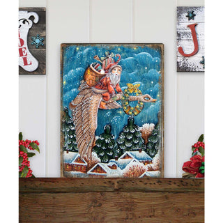 Christmas Goose Santa Wooden Wall Art by G. DeBrekht - Christmas Santa Snowman Decor - 81241130B