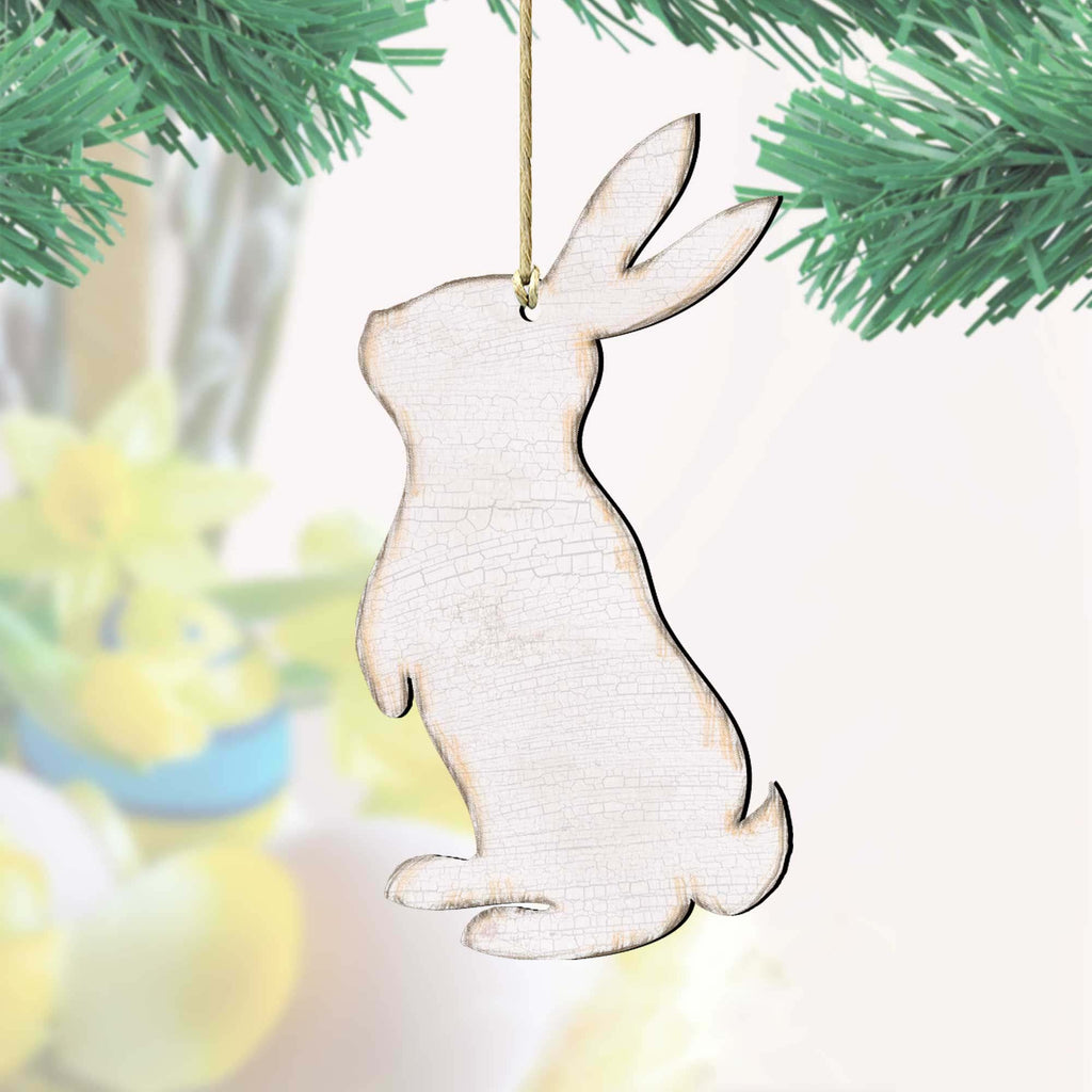 White Easter Spring Decor Bunny Wood Ornaments - Designocracy - 81991342