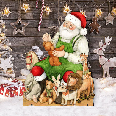 Merry Christmas Outdoor Scene with Santa and Snowman Decor by Susan Winget - 8471102F-SW