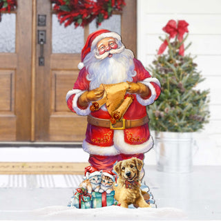 Celebrate with Santa: Santa with List Outdoor Decor by G. Debrekht - Christmas Santa Snowman Decor - 8611095F