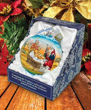 Adoration Glass Ornament Limited Edition by G. Debrekht - Nativity Holiday Decor Item 73864B