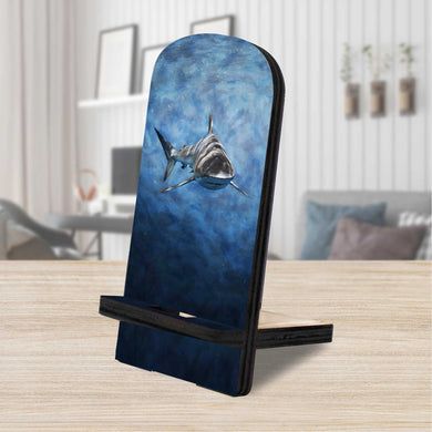 Shark Coastal Cell Phone Stand Wood Mobile Tablet Holder Charging Station Organizer - 892043
