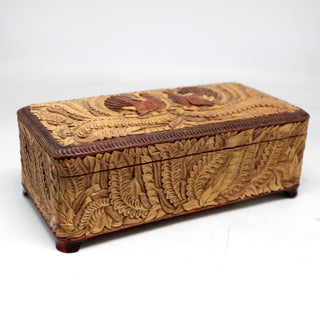 One-of-a-Kind Black Grouses WOODCARVED Jewelry BOX 8x4x3