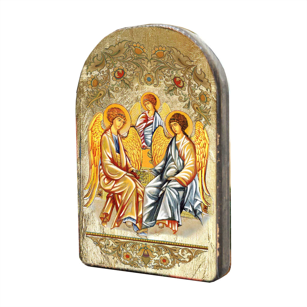 Testament Trinity Wooden Gold Plated Religious Orthodox Sacred Icon - Inspirational Icon Decor - 86015
