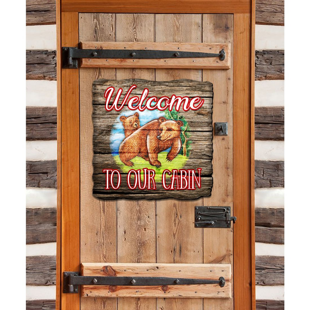 Welcome Cabin Bears Wall Door Hanger - Wildlife Holiday Decor - 8114080H