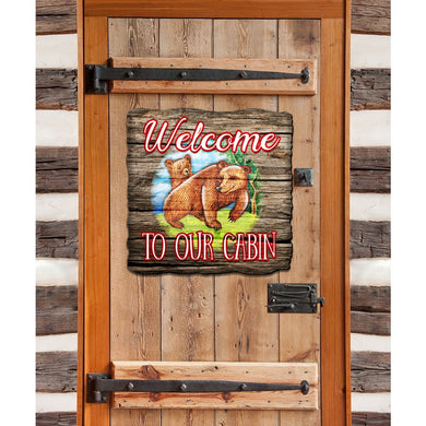 Welcome Cabin Bears Wall Door Hanger - Wildlife Holiday Decor - 8114080H