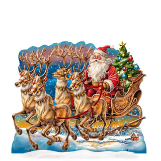 Santa in Sleigh Outdoor Decor by G. Debrekht - Christmas Santa Snowman Decor - 8611037F