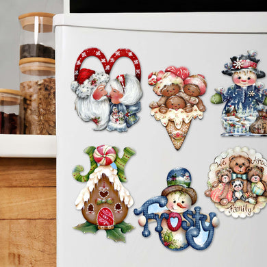 Merry Christmas Decorative Eco Wood Magnets Set of 6 by Jamie Mills-Price - Christmas Decor - 8090136G-S6-MP