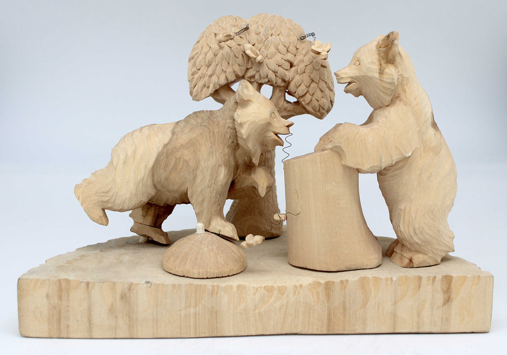One-of-a-Kind Bears and Bees Wood Carved Figurine 7