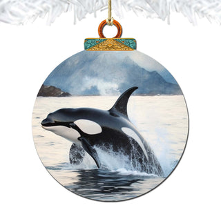Alaskan Orcas Wooden Ornaments by G.Debrekht - Wildlife Holiday Decor - 870051