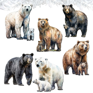 Bear Adventures Clip-On Eco Wood Decorative Ornaments Set of 6 by G. Debrekht - Wildlife Decor - 8090105C-S6