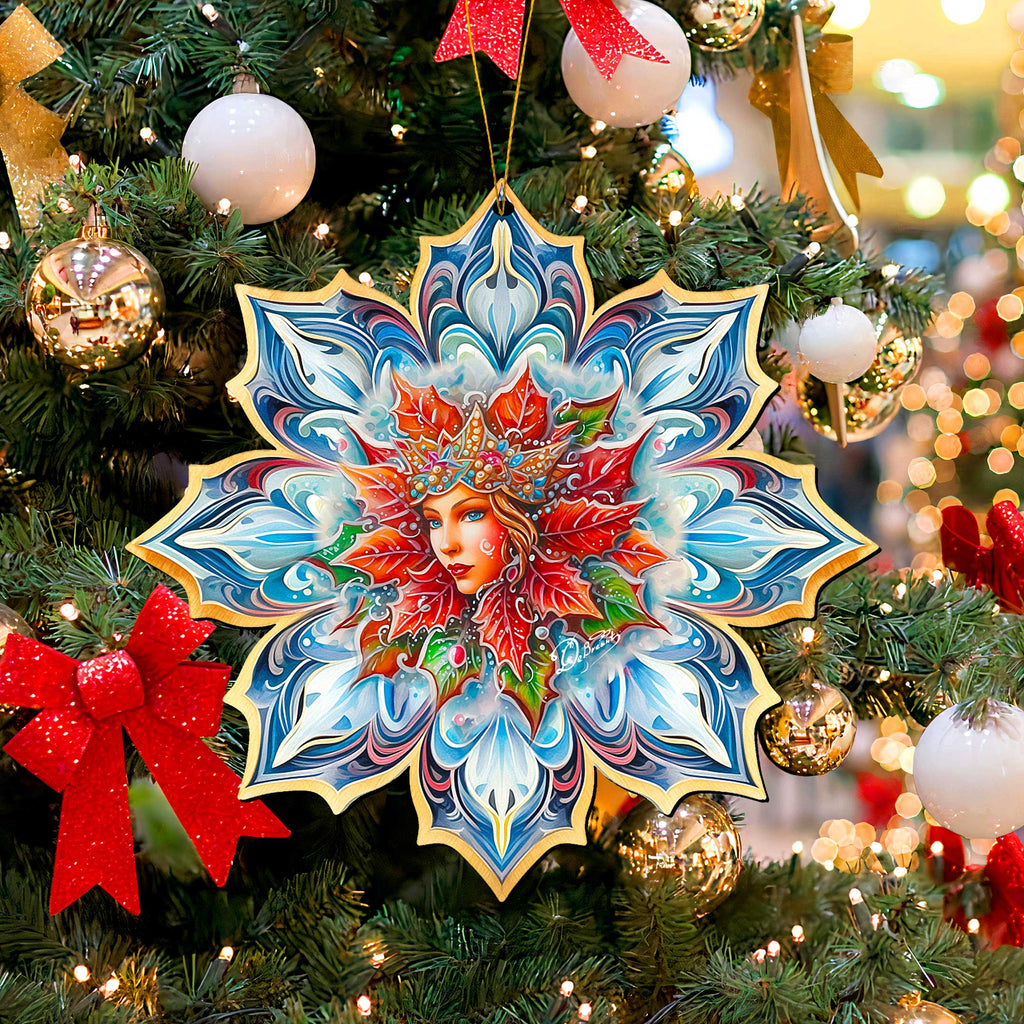 Snow Queen Snowflake Large Wooden Ornaments by G. Debrekht - Christmas Decor - 8688402M