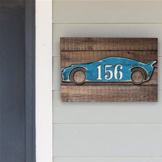 Sports Car Wooden Custom House Number Sign by G. DeBrekht - Love Family Kids Decor - Handcrafted Wooden Handcrafted Wooden Handcrafted Wooden Address Sign - MA98451