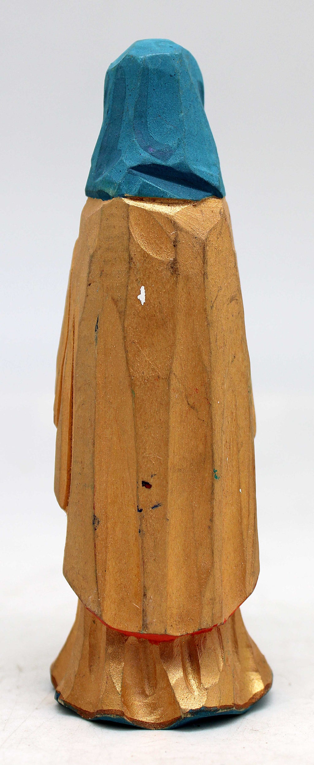 One-of-a-Kind of Women WOODCARVED Handpainted Figurine 1.75 X 1.75 X 5