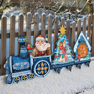 Santa Holiday Express Christmas Outdoor Decor by G. DeBrekht - Christmas Santa Snowman Decor - 8129211F-S3