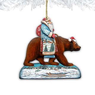 Santa On Grizzly Bear Ornament by G. DeBrekht - Christmas: Santa Snowman Decor - 8151128