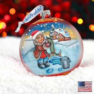 For The Pike Village Ball Glass Ornament by G. DeBrekht - Christmas Decor - 73323