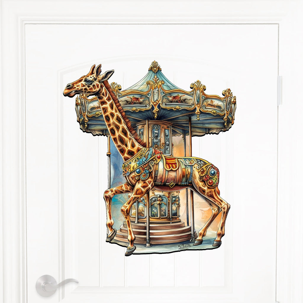 Carousel Giraffe Holiday Door Decor by G. Debrekht - Christmas Decor - 8611028H
