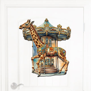 Carousel Giraffe Holiday Door Decor by G. Debrekht - Christmas Decor - 8611028H