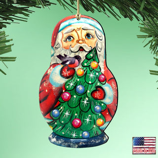 Santa Nesting Doll Wooden Ornaments by G. DeBrekht - Christmas Santa Snowman Decor - 8115060
